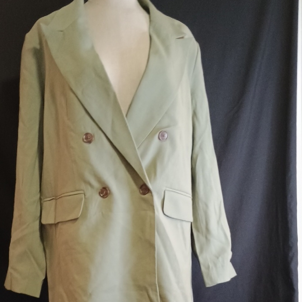a new day Green Blazer Relaxed Fit Double-Breasted